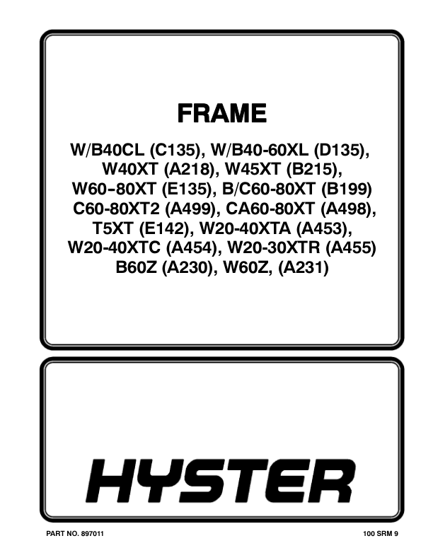 Hyster W20XTC, W30XTC, W40XTC Pallet Truck A454 Series Repair Manual_1