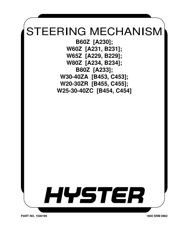 Hyster W25ZC, W30ZC, W40ZC Stacker B454 Series Repair Manual_1