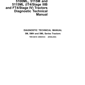 John Deere 5090M, 5100M, 5100MH, 5100ML, 5115M, 5115ML Tractors Repair Manual (IT4-Stage IIIB & FT4 -Stage IV)