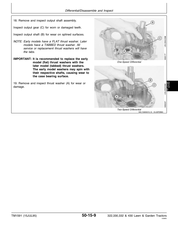 John Deere 322, 330, 332, 430 Law and Garden Tractors Repair Manual TM1591_130