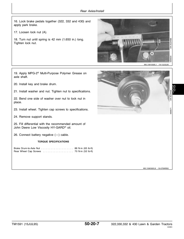 John Deere 322, 330, 332, 430 Law and Garden Tractors Repair Manual TM1591_148