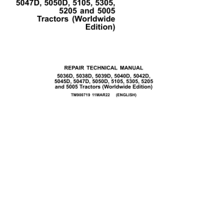 John Deere 5036D, 5038D, 5039D, 5042D, 5045D, 5047D, 5050D Tractors Repair Manual