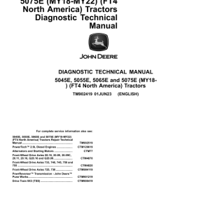 John Deere 5045E, 5055E, 5065E, 5075E Tractors Repair Manual (N.A - MY18-MY22 - FT4)