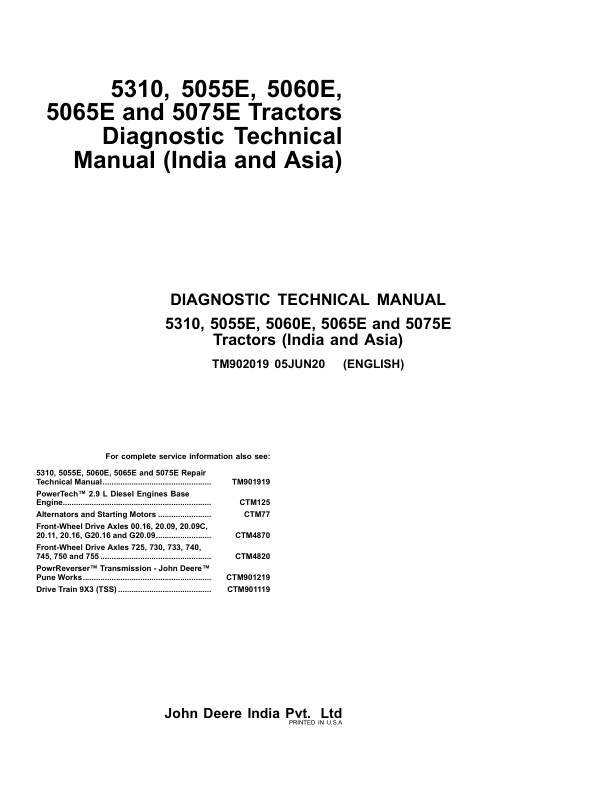 John Deere 5055E, 5060E, 5065E, 5075E Tractors Repair Manual (Asia, India)_TM902019.pdf_page1