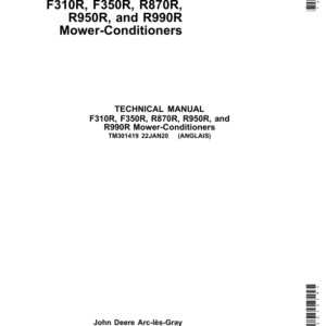 John Deere F310R, F350R, R870R, R950R, R990R Mower Conditioners Repair Manual TM3101419