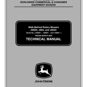 John Deere JS60H, JS63, JS63C Walk Behind Rotary Mowers Repair Manual TM2209