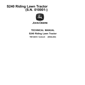 John Deere S240 Riding Lawn Tractor Repair Manual (SN 010001 - ) TM134619