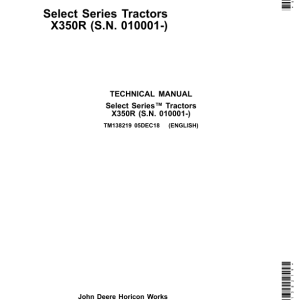 John Deere X350R Lawn Tractors (S.N. 010001-) Repair Manual TM138219