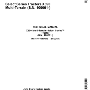 John Deere X590 Multi-Terrain Tractor Repair Manual (S.N. 100001-) TM136919
