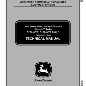 John Deere X740, X744, X748, X749 Lawn Tractors Repair Manual TM2350 & TM2351