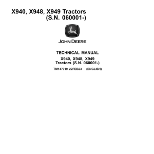 John Deere X940, X948, X949 Lawn Tractor Repair Manual (S.N 060001 - ) TM147919