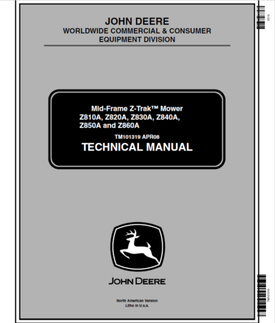 John Deere Z810A, Z820A, Z830A, Z840A, Z850A, Z860A ZTrak Mower Repair ...