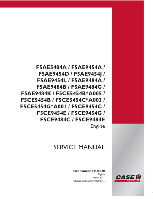 CNH F5 (F5AE & F5CE ) Tier 3 Engine Repair Manual