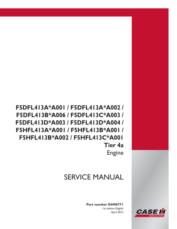 CNH F5DFL413 & F5HFL413 Tier 4A Engine Repair Manual