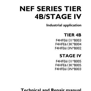 Iveco NEF Series Tier 4B (Stage IV) F4HFE6131, F4HFE613K, F4HFE613N Repair Manual