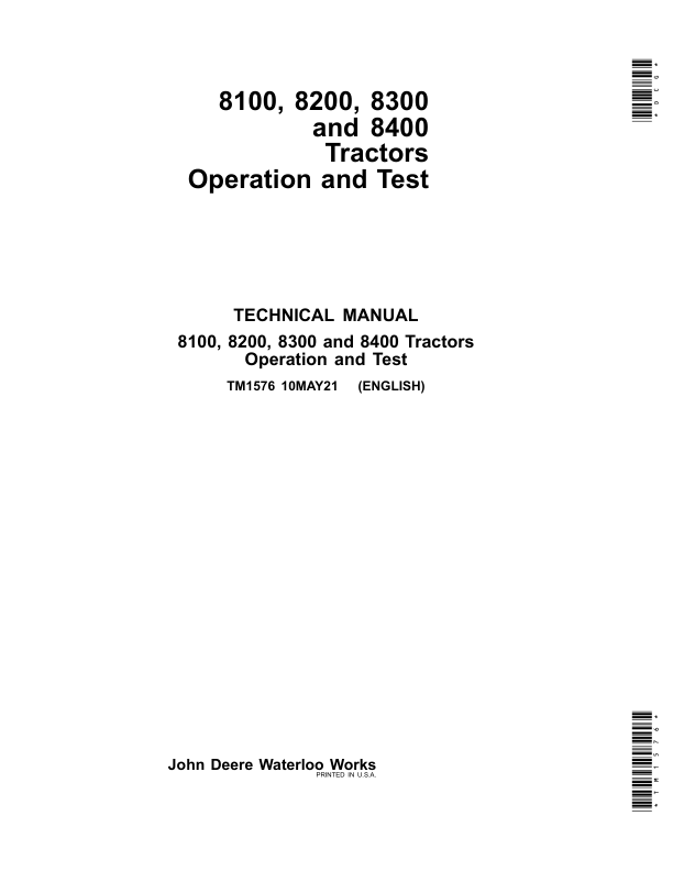 John Deere 8100, 8200, 8300, 8400 Tractors Repair Manual (TM1575 & TM1576)_TM1576.pdf_page1