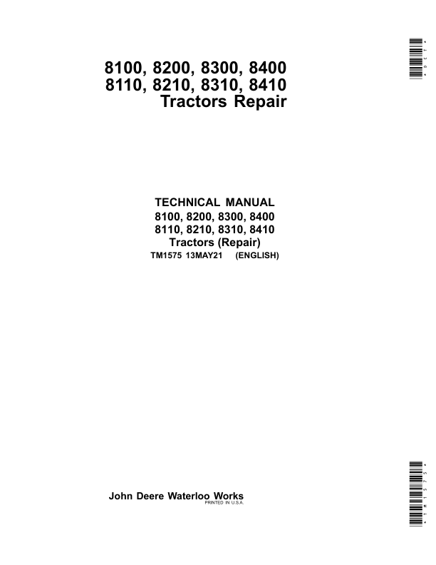 John Deere 8110, 8210, 8310, 8410 Tractors Repair Manual (TM1575 & TM1796 & TM1797)_TM1575.pdf_page1