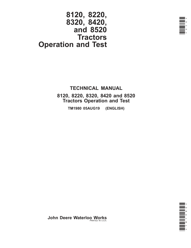 John Deere 8120, 8220, 8320, 8420, 8520 Tractors Repair Manual_TM1980.pdf_page1