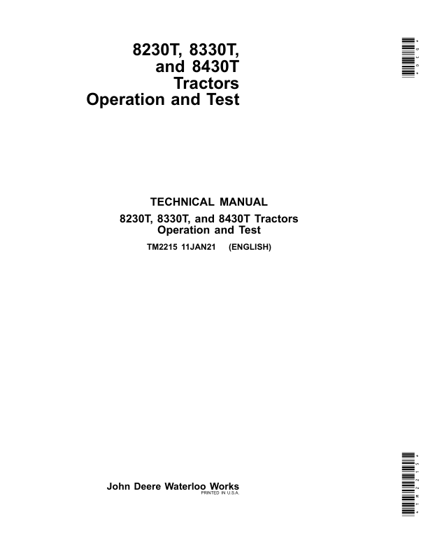 John Deere 8230T, 8330T, 8430T Tractors Repair Manual (TM2205 & TM2215)_TM2215.pdf_page1
