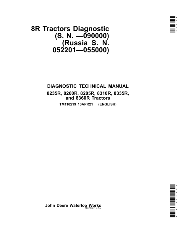 John Deere 8235R, 8260R, 8285R, 8310R, 8335R, 8360R Tractors Repair Manual (053100-090000)_TM110219.pdf_page1