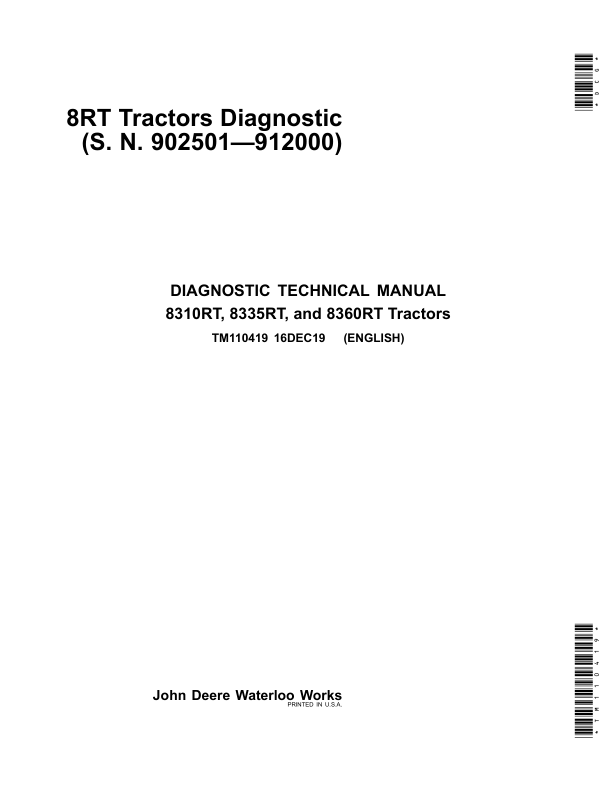 John Deere 8310RT, 8335RT, 8360RT Tractors Repair Manual (SN 902501-912000)_TM110419.pdf_page1
