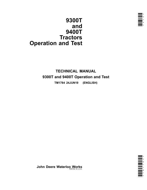 John Deere 9300T, 9400T Tractors Technical Repair Manual_TM1784.pdf_page1