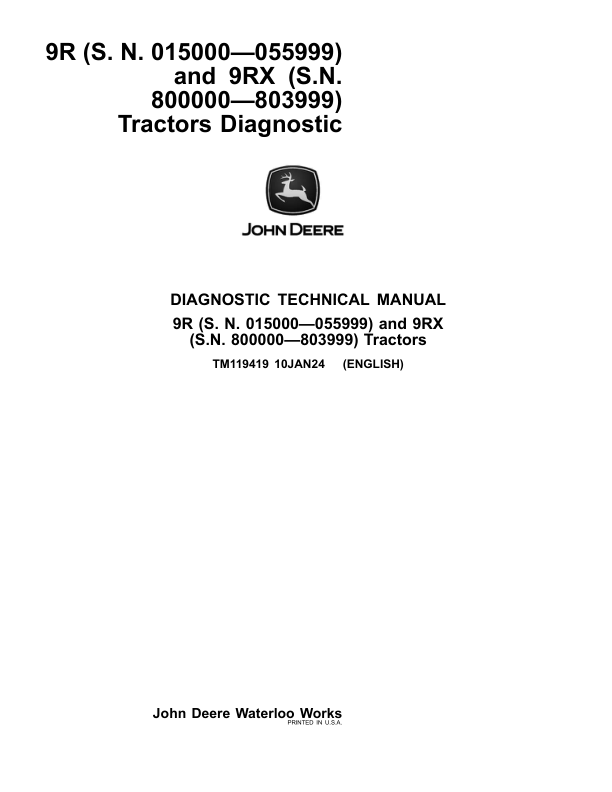John Deere 9370R, 9420R, 9470R, 9520R, 9570R, 9620R Tractors Repair Manual (SN 015000 – 055999)_TM119419.pdf_page1