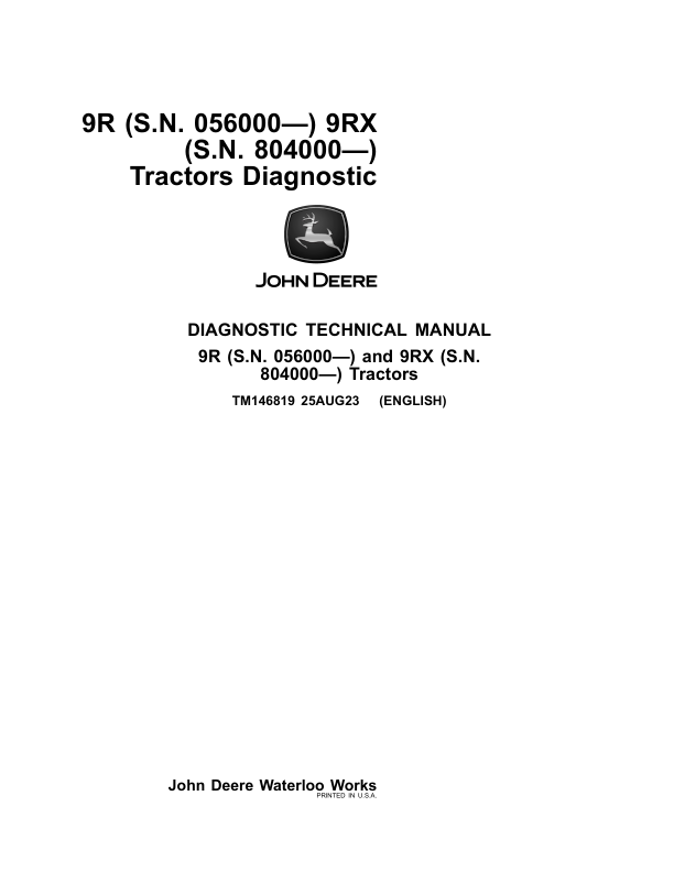 John Deere 9370R, 9520R, 9470RX, 9520RX, 9470R Tractors Repair Manual (SN after 056000-)_TM146819.pdf_page1