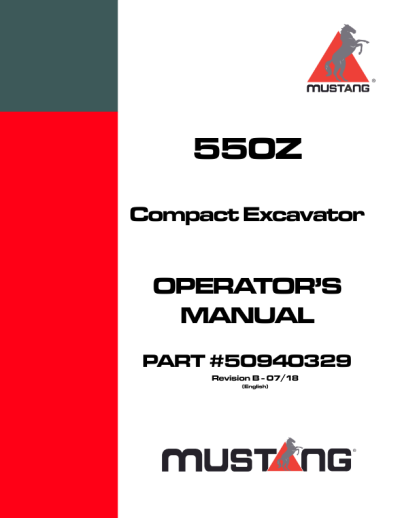 Gehl Z55, Mustang 550Z Compact Excavator Repair Service Manual