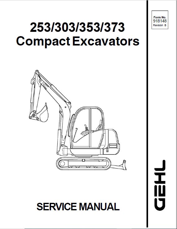 Gehl GE 253, GE 303, GE 353, GE 373 Excavator Repair Service Manual
