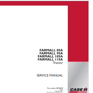 Case Farmall 85A, 95A, 105A, 115A Tractor Service Repair Manual