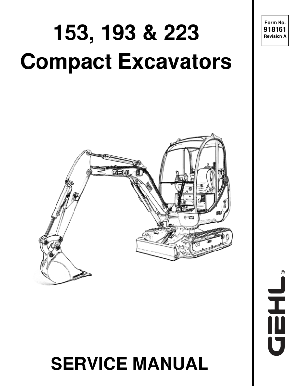 Gehl GE 153, GE 193, GE 223 Excavator Repair Service Manual_1