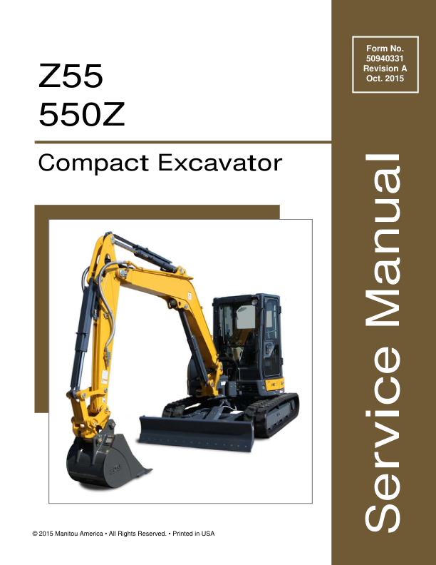 Gehl Z55, Mustang 550Z Compact Excavator Repair Service Manual