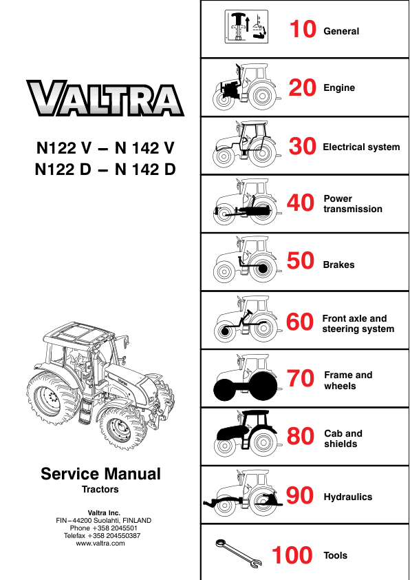 Valtra N122V, N122D, N142V, N142D Tractors Repair Manual