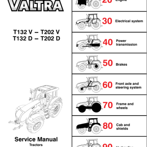 Valtra T132V, T152V, T162V, T172V, T182V, T202V Tractors Repair Manual