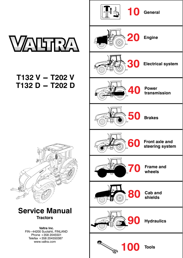 Valtra T132D, T152D, T162D, T172D, T182D, T202D Tractors Repair Manual