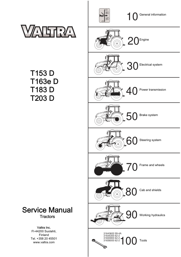 Valtra T153D, T163eD, T183D, T203D Tractors Repair Manual
