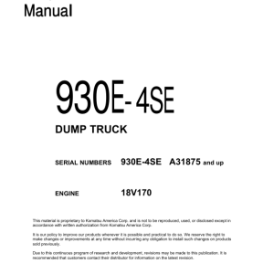 Komatsu 930E-4SE Dump Truck Service Repair Manual