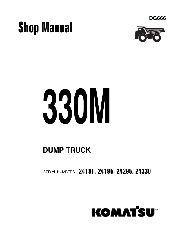 Komatsu 330M Haulpak Dump Truck Service Repair Manual