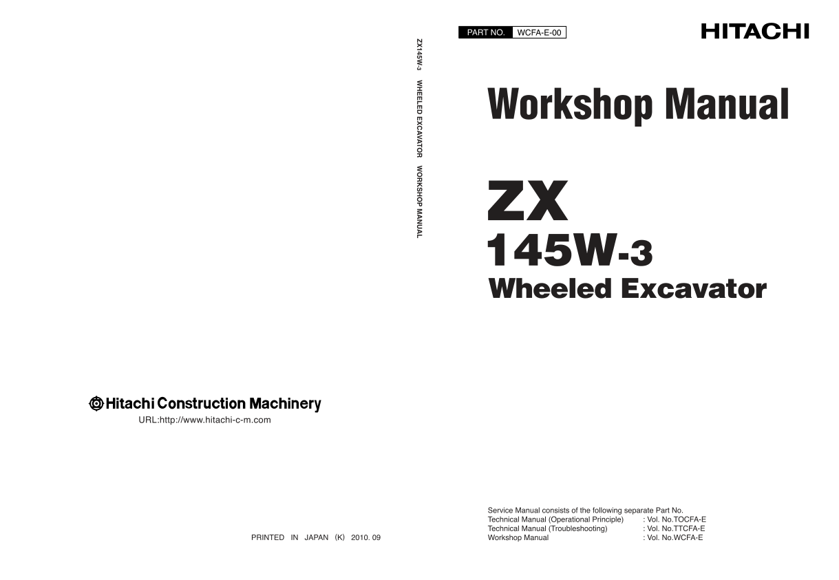Hitachi ZX145W-3 Wheel Excavator Service Repair Manual