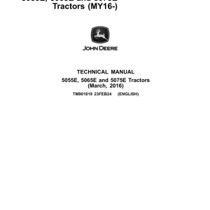 John Deere 5055E, 5065E, 5075E Tractors Repair Manual (Asia, Africa, Middle East - MY16-)