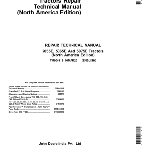 John Deere 5055E, 5065E, 5075E Tractors Repair Manual (North America, Start - MY2013)