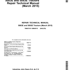 John Deere 5083E, 5093E Tractors Service Repair Manual (Turkey only)