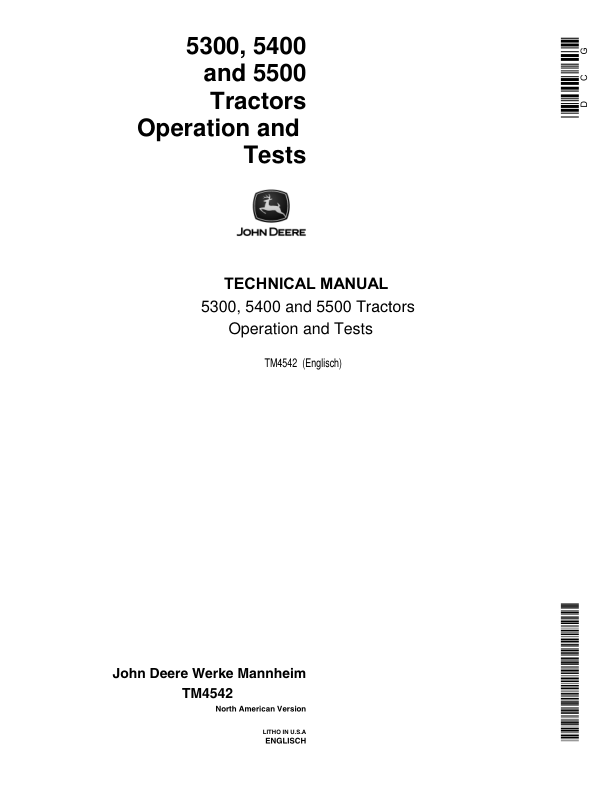 John Deere 5300, 5400, 5500 Tractors Service Repair Manual (Europe)