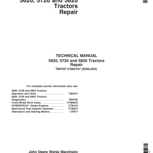 John Deere 5620, 5720, 5820 Tractors Service Repair Manual