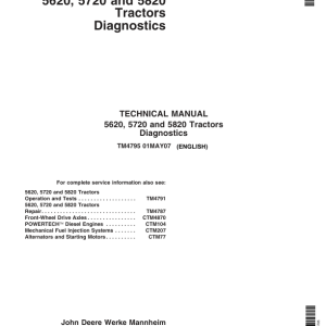 John Deere 5620, 5720, 5820 Tractors Service Repair Manual - Image 7