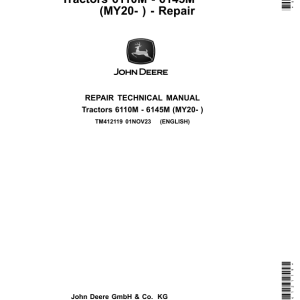 John Deere 6090M, 6100M, 6110M, 6120M, 6125M, 6130M, 6140M, 6145M Tractors Repair Manual (MY20 -)
