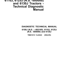 John Deere 6100J (-002167), 6110J (000001-599999), 6125J (-500001) Tractors Repair Manual