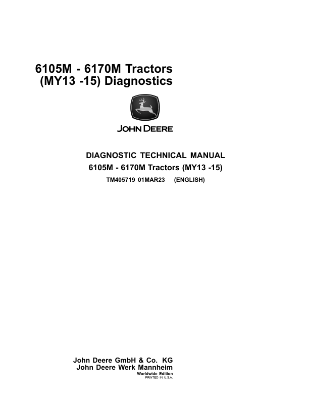 John Deere 6105M, 6115M, 6125M, 6130M, 6140M Tractors Repair Manual_TM405719_1