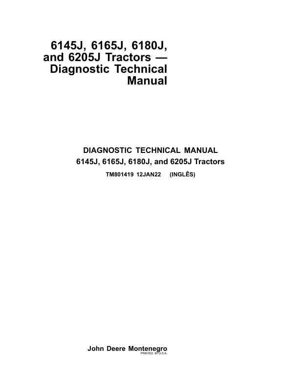 John Deere 6145J, 6165J, 6180J, 62905J Tractors Service Repair Manual (MY2014)_TM801419_1